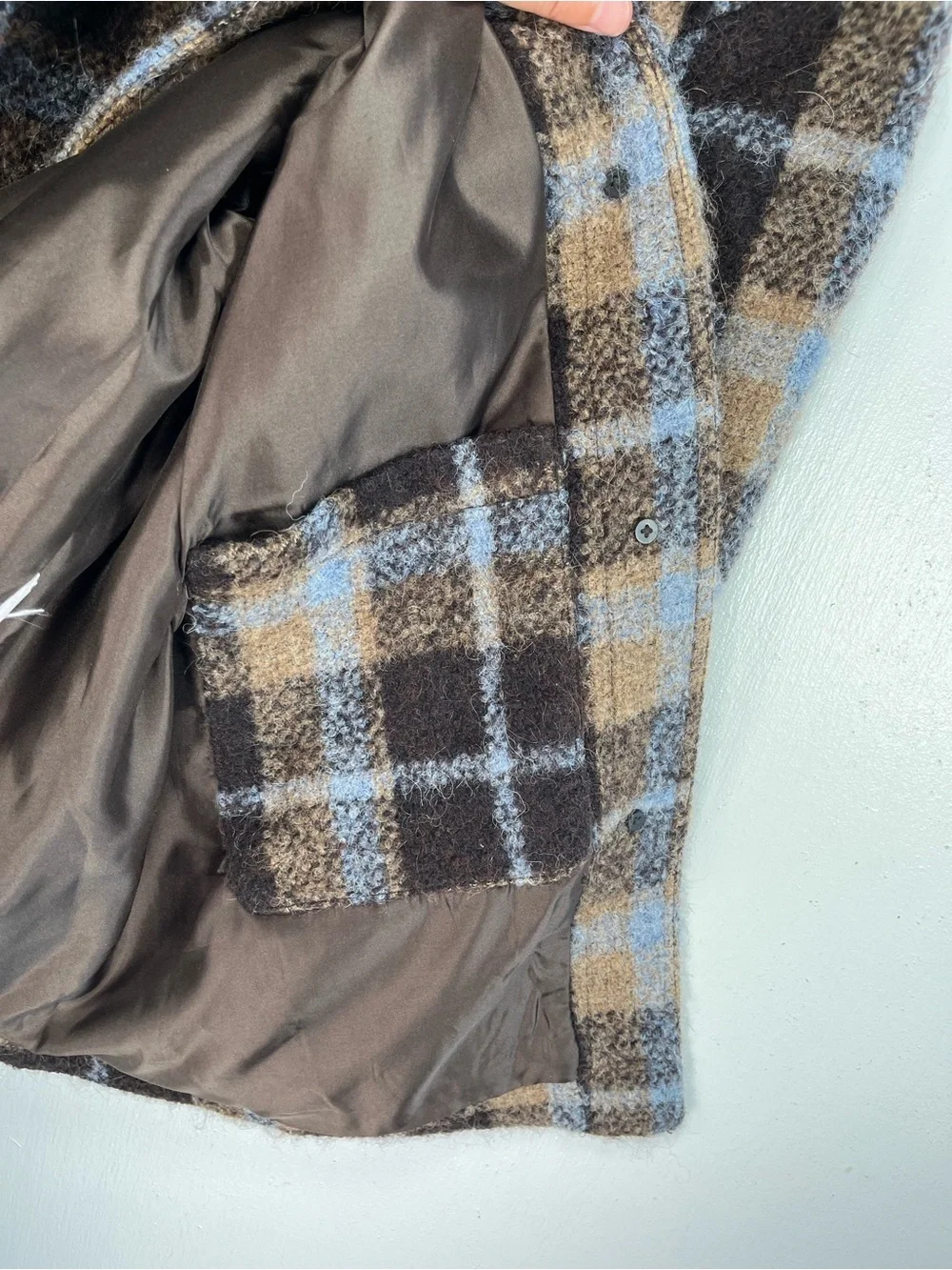 Madewell Belrose Shirt Jacket Cassel Plaid Wool Shacket Plus Size 3X Fuzzy Blue